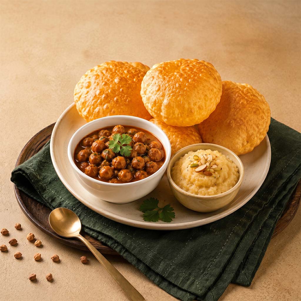 Halwa puri with chole